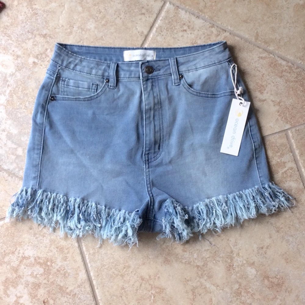Jean Shorts Fringe Hem Denim New with Tag